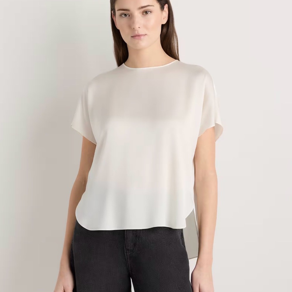 Quince Washable Stretch Silk Tee – Ivory